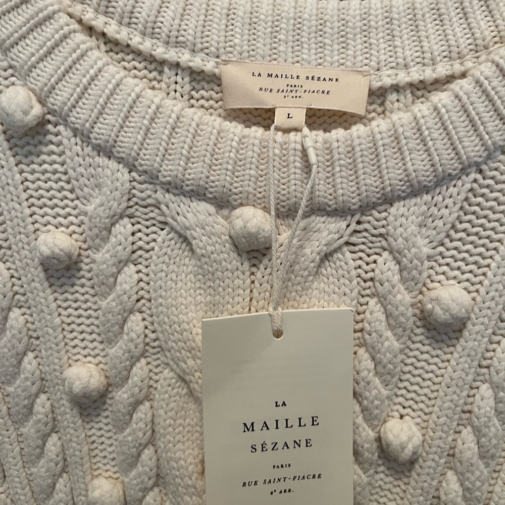 NWT Sezane Cream Cable Knit Sweater - Picture 2 of 3